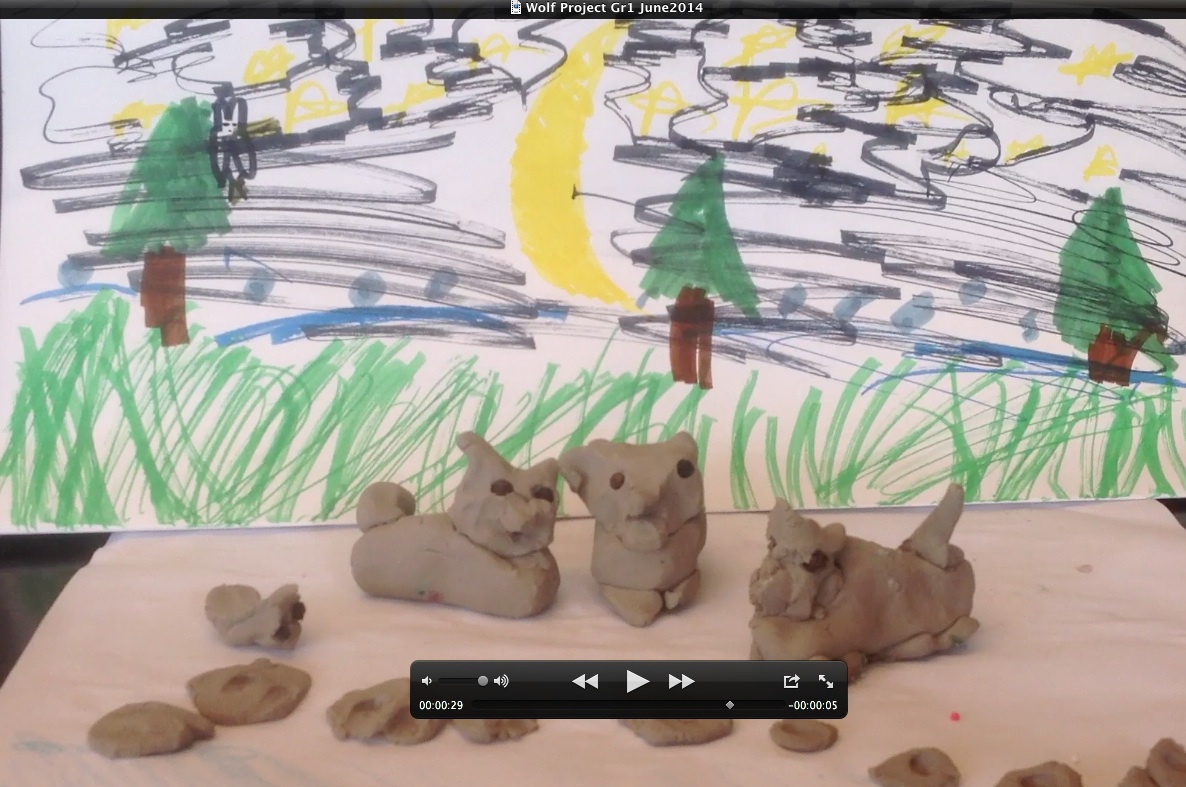 Learning how to do stop animation with my little one. From Grade 1 Wolf Project.